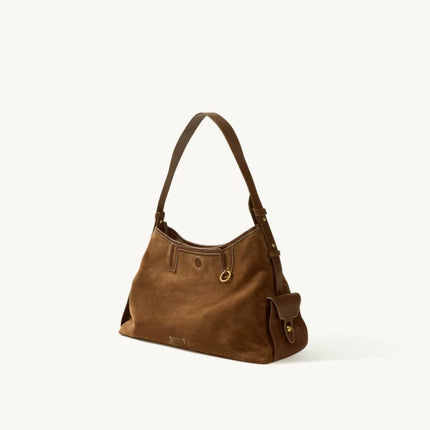 Songshanxia Xunlu Series Hobo Bag New Model Vegetable-Tanned Leather Wide Shoulder Strap Fashionable Versatile Shoulder Bag