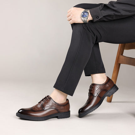 Men's Leather Shoes 2026 New Model First-Layer Cowhide Shoes Men's High-End Formal Business Brogue Shoes Young Style Shoes