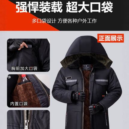 Winter Cold-Proof Cotton Coat, Labor Protection Cotton Jacket, Fleece-Lined and Thickeneded Construction Site Cold Storage Cotton Jacket, Thickeneded Warm Work Clothes, Cotton Jacket