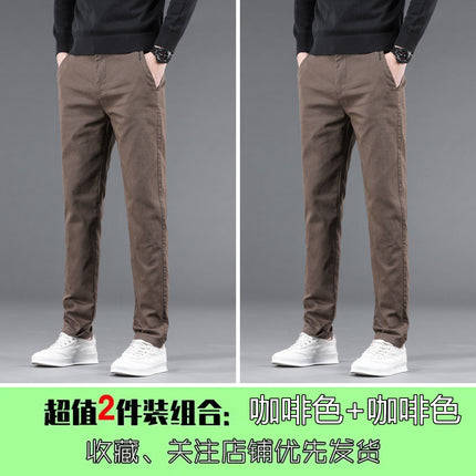 2024 Autumn and Winter Thickened Men's Casual Pants New Style Warm Explosions Straight Slim-fit Business High-end All-match Pants for Men