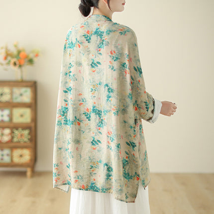 2024 New Chinese Style Loose Retro Button High-end Elegant Shirt Mid-length Light Luxury Casual Jacket for Women