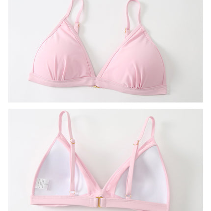 2024 new swimsuit women's split four-piece suit belly covering slimming gathered small chest South Korea ins style Hot Spring