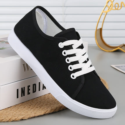 White Shoes, Breathable Women's Summer Work Shoes, Nurse Shoes, Old Beijing Cloth Shoes, Non-Slip Flats-Soled Lace-Up Pure Color