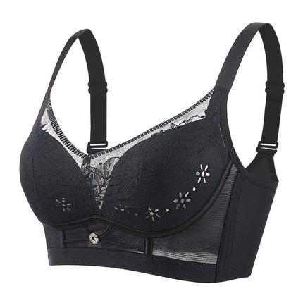 Spring and summer new thin hole cup bra gathered without steel ring lace underwear women's anti-sagging manufacturers on behalf