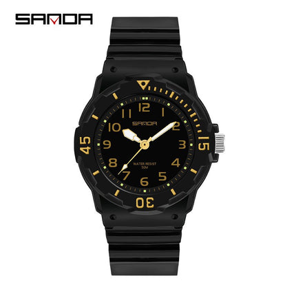 Sanda Watch Fashion All-match Small Fresh Men's and Women's Couple Watch Middle School Students' Simple Waterproof Luminous Quartz Watch