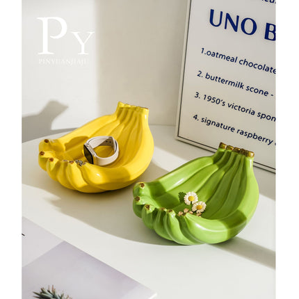 Ceramic Banana Fruit Plate, Snack Plate, Candy Plate, Living Room Coffee Table Fruit Plate, High-End Light Luxury Decoration