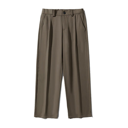 wasuup Pants Men's New Summer High Sense Straight Pants Suit Casual Pants Ice Silk Pants