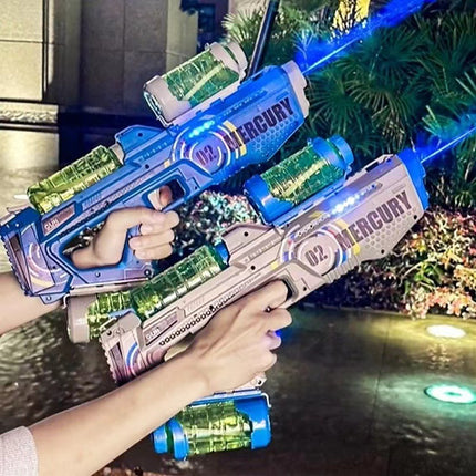 Cross-Border Electric Large Light Water Gun Summer Water Play High Pressure Burst Large Capacity Alarm Stall Wholesale Toys Gifts