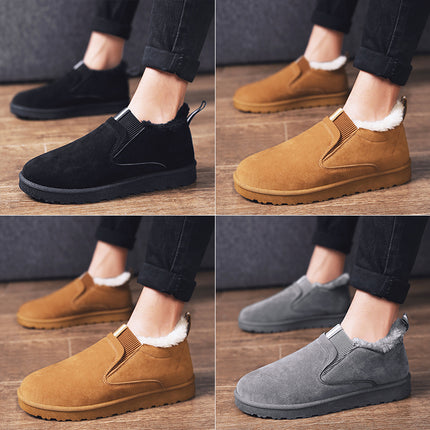 Men's Winter Snow Boots with Fleece Lining, Thickened Cotton Shoes, Korean Style Snow Cotton Shoes, Loafers, Trendy