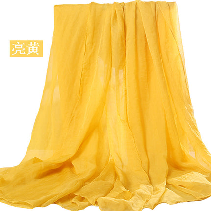 Simulated Silk Scarf Women's Long Oversized Red Gauze Scarf Sun Protection Shawl Beach Towel Catwalk Performance Pure Color Thin Section