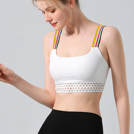 Europe and the United States cross-border foreign trade fashion hollow vest yoga clothing suit women's sports bra gathered fitness underwear bra