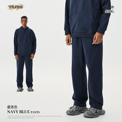 TILANI Men's 2025 Heavy Terry Sweater Pants American Style Trendy Brand Solid Color Trendy Men's suit Hoodie Straight Pants