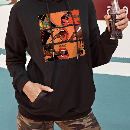 Women's Casual Multicolor Hoodie-Print Hoodie