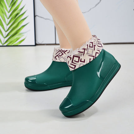 Cross-border hot-selling rain shoes women's short tube outer wear water shoes warm non-slip rain boots waterproof boots rubber shoes overshoes wholesale