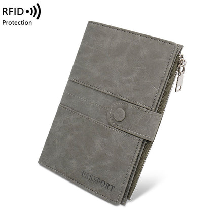 Cross-Border Skin-Feel Anti-Theft Rfid Passport Holder Zipper Buckle Passport Cover Document Holder Multi-Functional Travel Passport Bag