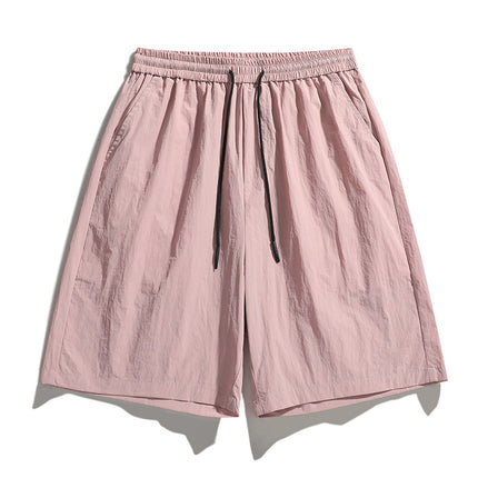 Summer Quick-drying Shorts Couples Same Style Sports Hong Kong Style Casual Pants Trendy All-match Embroidered Ice Silk Shorts for Men