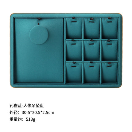 Counter Leather Jewelry Tray High-End Jade Pendant Tray Ring Storage Tray Jewelry Display Stand Live Broadcast Props
