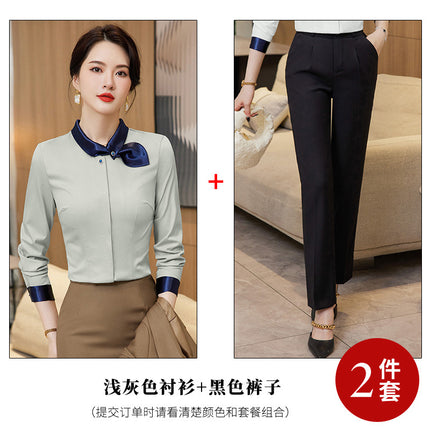 Stewardess Business Dress Shirt Hotel Front Desk Work Clothes suit Female Beautician Clothing Real Estate Consultant Women's Clothing suit