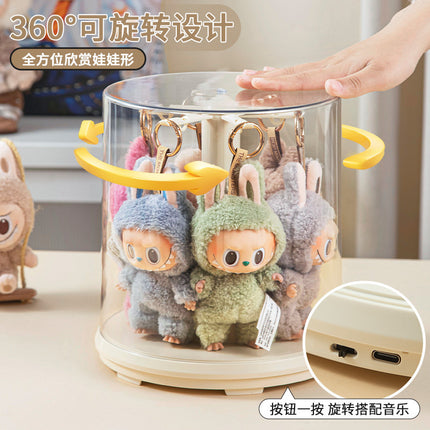 Rab cloth pendant display box transparent rotating labubu plush toy doll hand-made blind box storage display rack