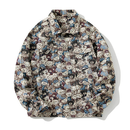 Ola's New Autum Style Uses All-Over Printed Pattern Lapel Cardigan Niche Design Trendyy Handsome Chic Unique Jacket