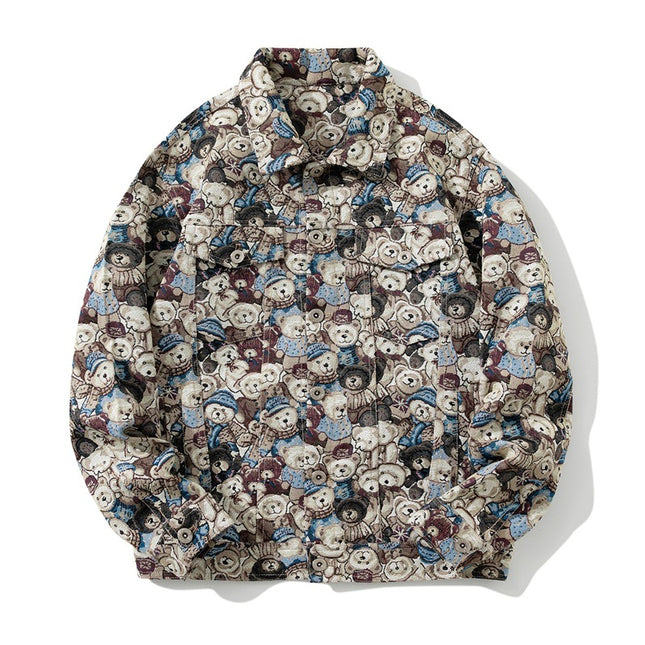 Ola's New Autum Style Uses All-Over Printed Pattern Lapel Cardigan Niche Design Trendyy Handsome Chic Unique Jacket