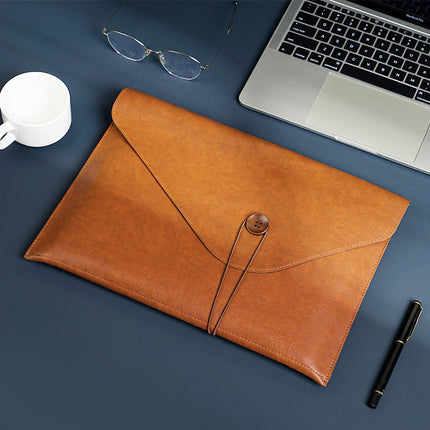 Leather File Bag A4 File Bag Briefcase Button Business Office Storage Portable Large Capacity Custom Folder
