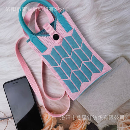 Girl's Heart-Shaped Knitted Crossbody Bag
