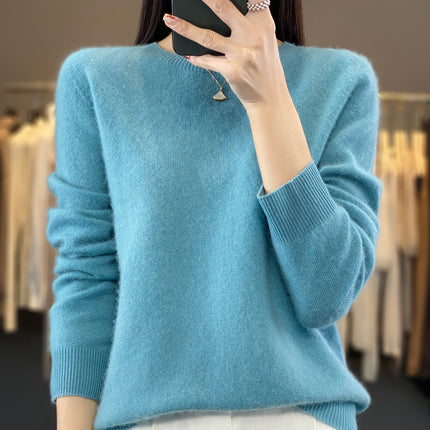 One-Line Ready-To-Wear Round Neck Wool Sweater Seamless Stereo Knitted 100% Wool Zero-Touch Autumn and Winter Seamless Base Sweater
