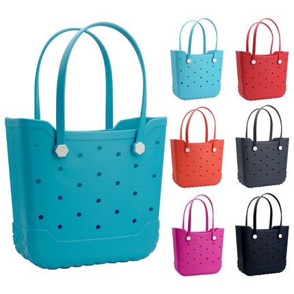 Factory Wholesale Eva Hole Beach Bag Cross-Border Popular Women's Portable Storage Waterproof Silicone Bag Seaside Camping