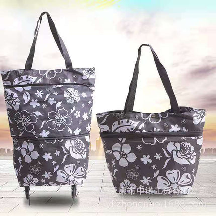 Factory Direct Supply Printed Oxford Cloth Foldable Shopping Bag Household Handbag with Tug