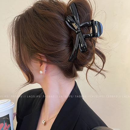 Ribbon Bow Grab Clip Women's 2024 New Large Hair Clip High-grade Hair Shark Clip Headwear