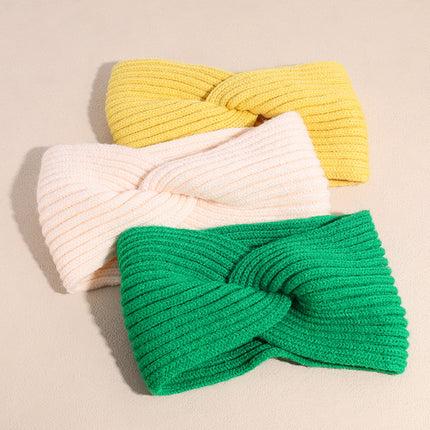 European and American cross-border knitted hair band fashionable all-match elastic wool cross headband autumn and winter warm wide-brimmed hair accessories