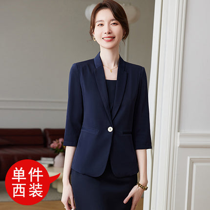 Dark blue short sleeve professional dress women's slim fit high-end summer high-end temperament inner suit suit work clothes