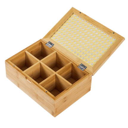 Desktop Dust-proof Tea Bag Storage Box Bamboo Cultural Play Jewelry Storage Box Medicine Sub-packing Box Jiugongge Storage Box