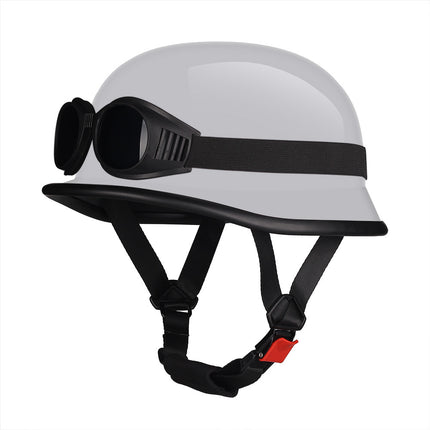 German Cruise Retro Half Helmet Women's Pedal Men's Motorcycle Helmet Locomotive Scoop Helmet 3c Standard Private Helmet with Glasses