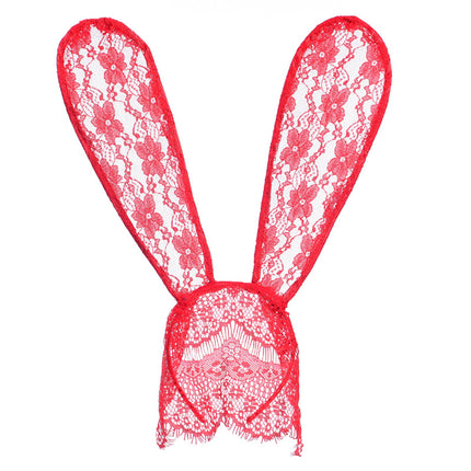 Fun Accessories New Lace Big Rabbit Ears Black Hair Band Mask Party Photography Halloween Headwear