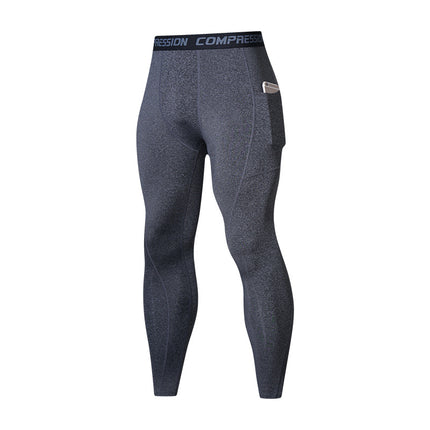 Patch Pocket Tight Pants Warm Fitness Pants Men's Quick-Drying Breathable Compression Pants Outdoor Cycling Running Leggings Sports Pants