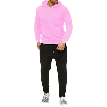 Men's Suit Foreign Trade Cross-Border Sports Sweatshirt Pullover Sweatpants Fleece Fashion Solid Color Men's Hoodie Two-Piece Set