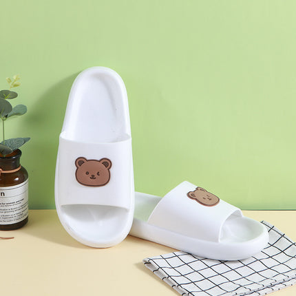 New Cartoon Slippers Women's Summer Home Indoor Thick Sole Shit Bear Slippers Bathroom Slippers Men's Summer