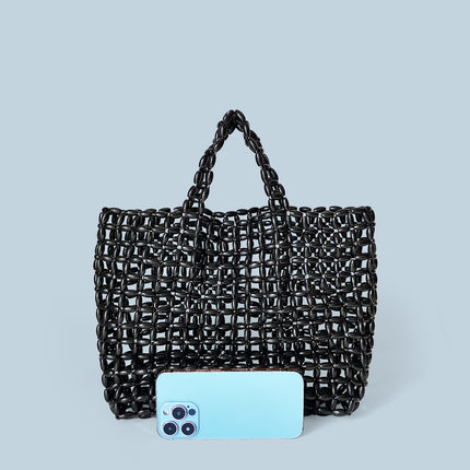 South Korea Ins Niche Design Wooden Bead Bag Handmade Woven Bag Underarm Bag Shoulder Bag Hollow Bag Holiday Beach Bag