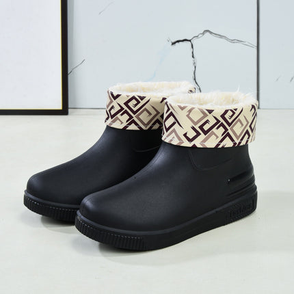 Women's Rain Boots Low-Top Fashion Water Shoes New Non-Slip Rain Boots Durable Kitchen Adult Warm Water Boots Rubber Shoes Wholesale