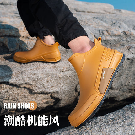 Cross-border Men and Women Couple Fashion Short Rain Shoes Non-slip Wear-resistant Waterproof Rain Boots Outdoor Camping Fishing Rubber Shoes Water Shoes