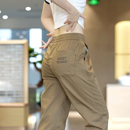 2024 ice silk summer work wear back pocket toe quick-drying casual pants men's loose plus size sports pants