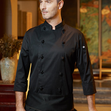 Zhenyao High-end Hotel Restaurant Chef Clothes Long Sleeve Chef Work Clothes Men's Autumn and Winter Clothes Restaurant Kitchen Breathable Short Sleeve