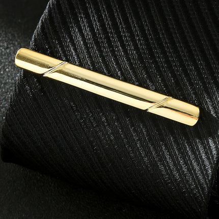 Tie Clip Men's Tie Clip Business Classic Simple Slash Silver Gold Black Navy Blue High Quality Pure Copper