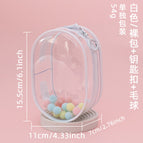 White/naked bag+keychain+hair ball