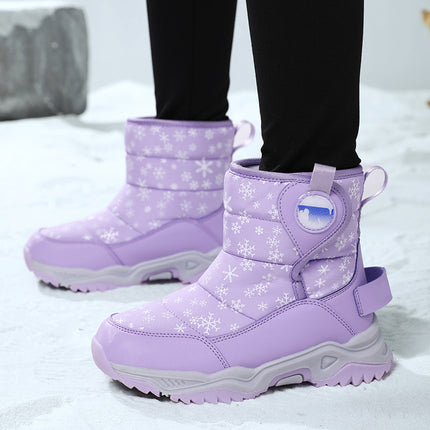 Children's Snow Boots for Girls, New Winter Style, Northeast Large Cotton Shoes, Fleece-Lined, Thickened, Warm, Boys' Outdoor Mid-Calf Boots