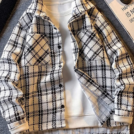 American retro houndstooth small fragrant style woolen coat high-end feeling ruffian handsome lapel jacket home figure# XXF024