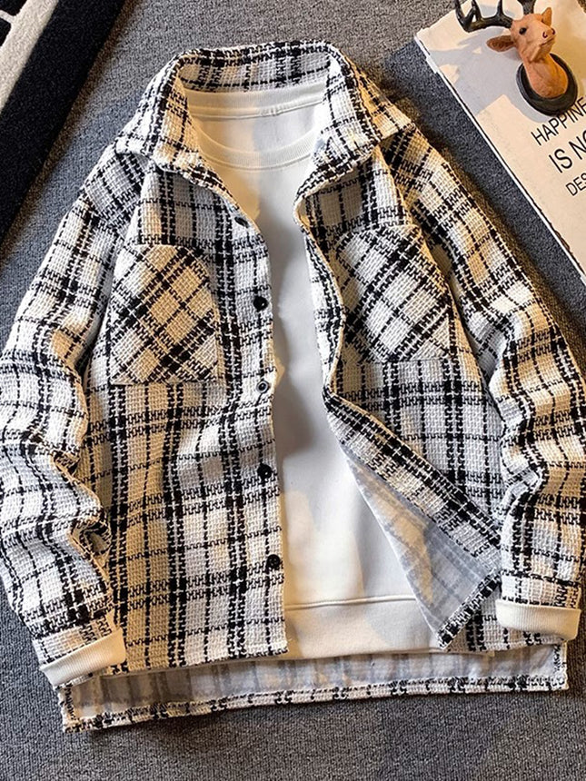 American retro houndstooth small fragrant style woolen coat high-end feeling ruffian handsome lapel jacket home figure# XXF024