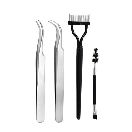 Beginner's False Eyelash Tweezers, Eyelash Artist's Eyelash Grafting Tools, Stainless Steel Tweezers, Precision Eyelash Beauty Tool Set